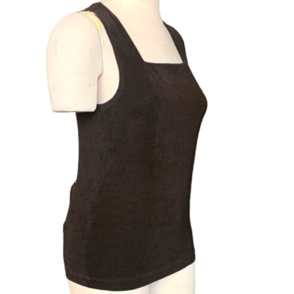 Chico's Travelers Square Neck Tank Top Sz 0 (S/4) Brown 132J - Picture 3 of 8